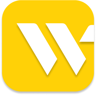 Webster bank mobile app icon. yellow background with white B